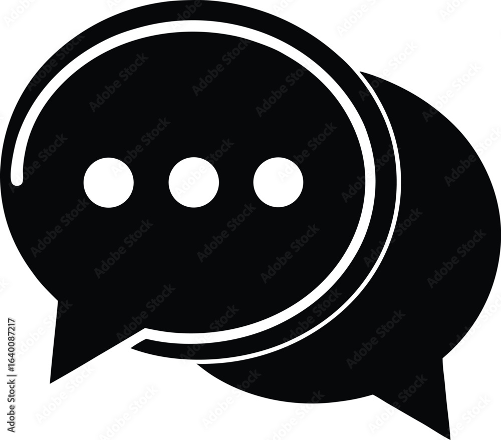 Aufkleber illustration of overlapping speech bubbles representing communication and conversation between peopl