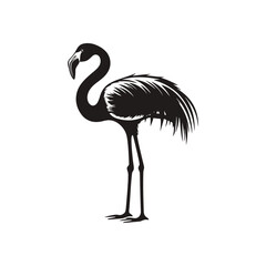 Fototapeta premium Flamingo icon illustration, single bird standing gracefully on white background, simple elegant design