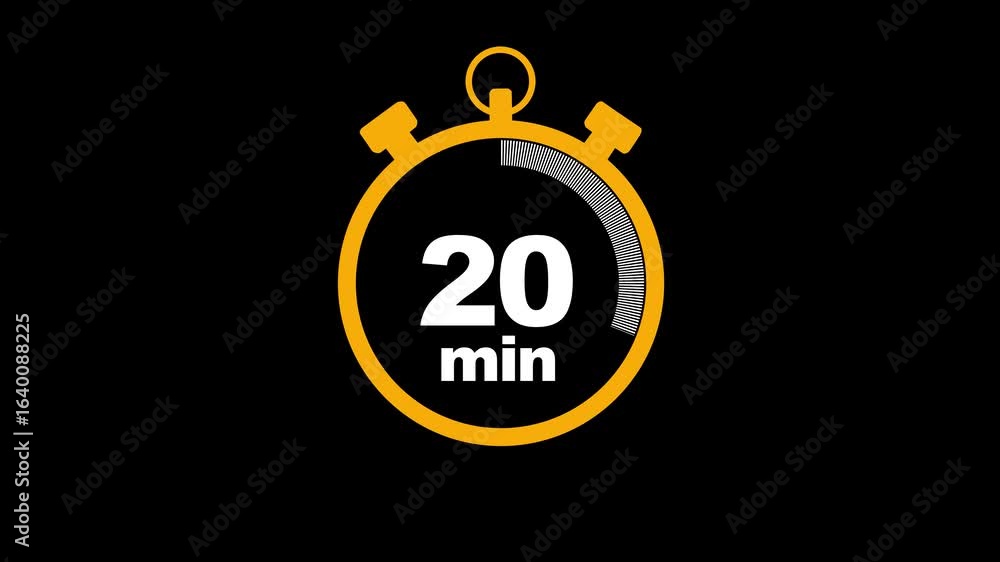 Poster 20 minute stopwatch icon isolated 20 minute timer animation .animation timer 20 minutes - stopwatch 