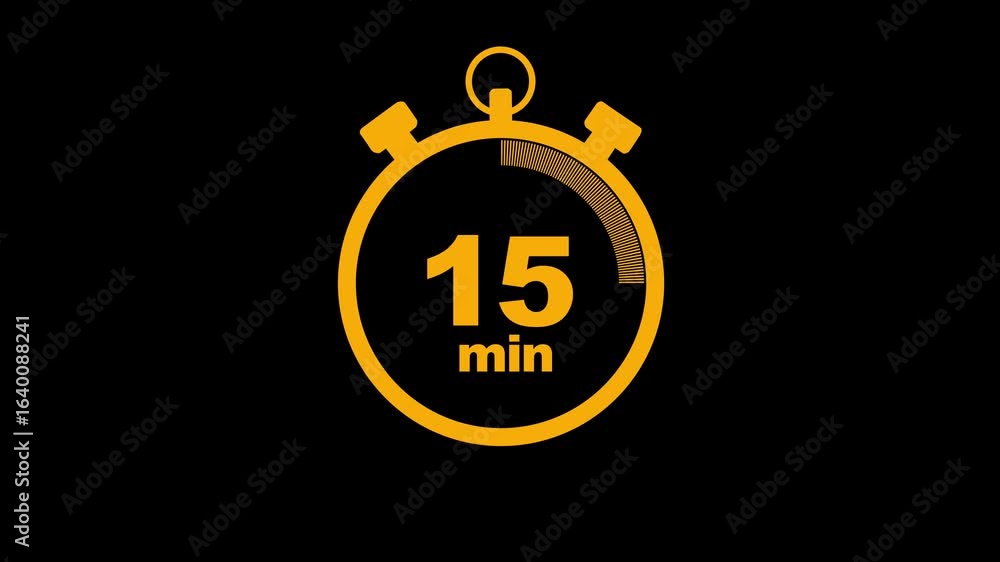 Aufkleber 15 minute stopwatch icon isolated 15 minute timer animation .animation timer 15 minutes - stopwatch 