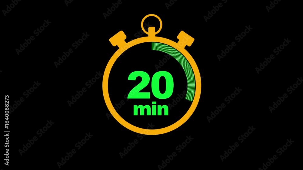 Poster 20 minute stopwatch icon isolated 20 minute timer animation .animation timer 20 minutes - stopwatch 