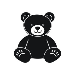 Obraz premium Black teddy bear icon illustration with paws design on white background