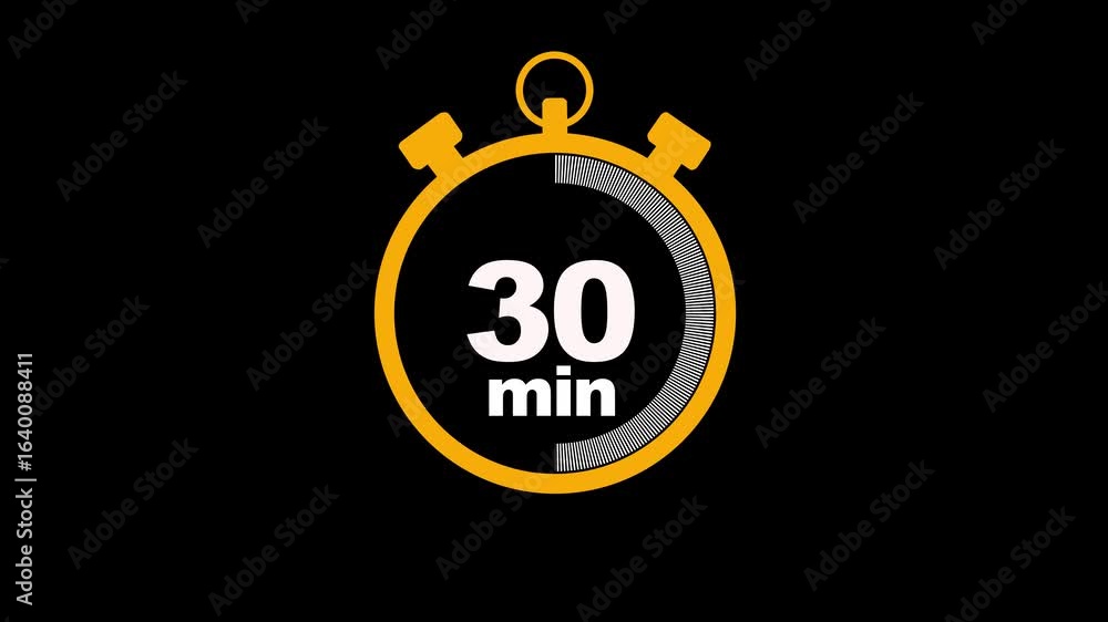 Aufkleber 30 minute stopwatch icon isolated 30 minute timer animation .animation timer 30 minutes - stopwatch 