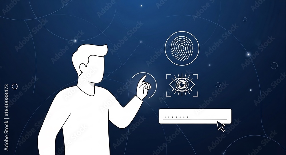 Poster biometric authentication secure login with fingerprint and iris scan