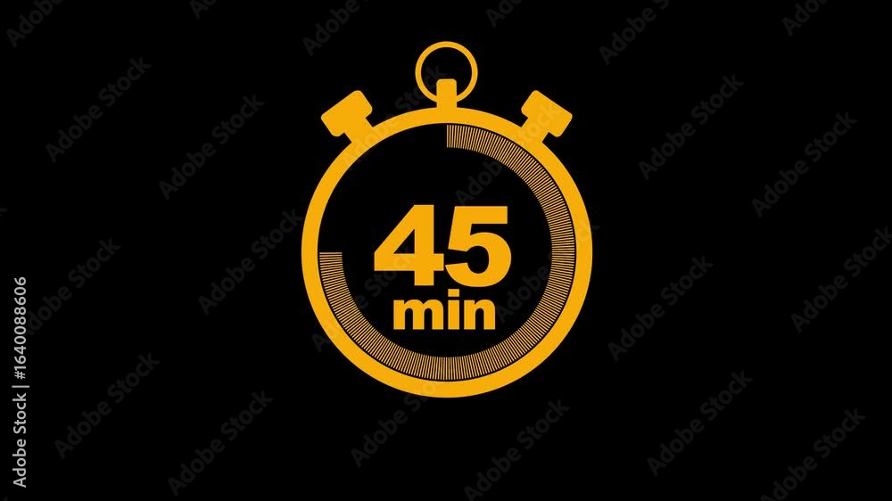 Aufkleber 45 minute stopwatch icon isolated 45 minute timer animation .animation timer 45 minutes - stopwatch 