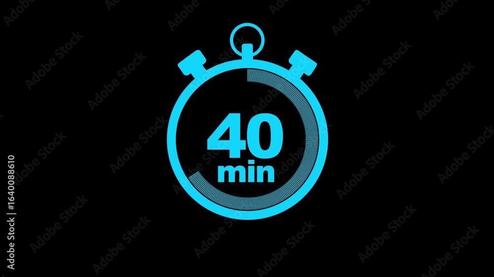 Poster 40 minute stopwatch icon isolated 40 minute timer animation .animation timer 40 minutes - stopwatch 