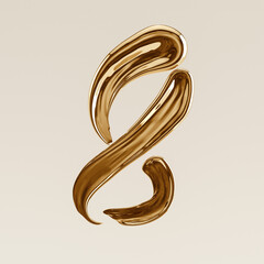 Molten gold eight number liquid stroke texture. 3d rendering 8 digit for birthday celebration or anniversary design template