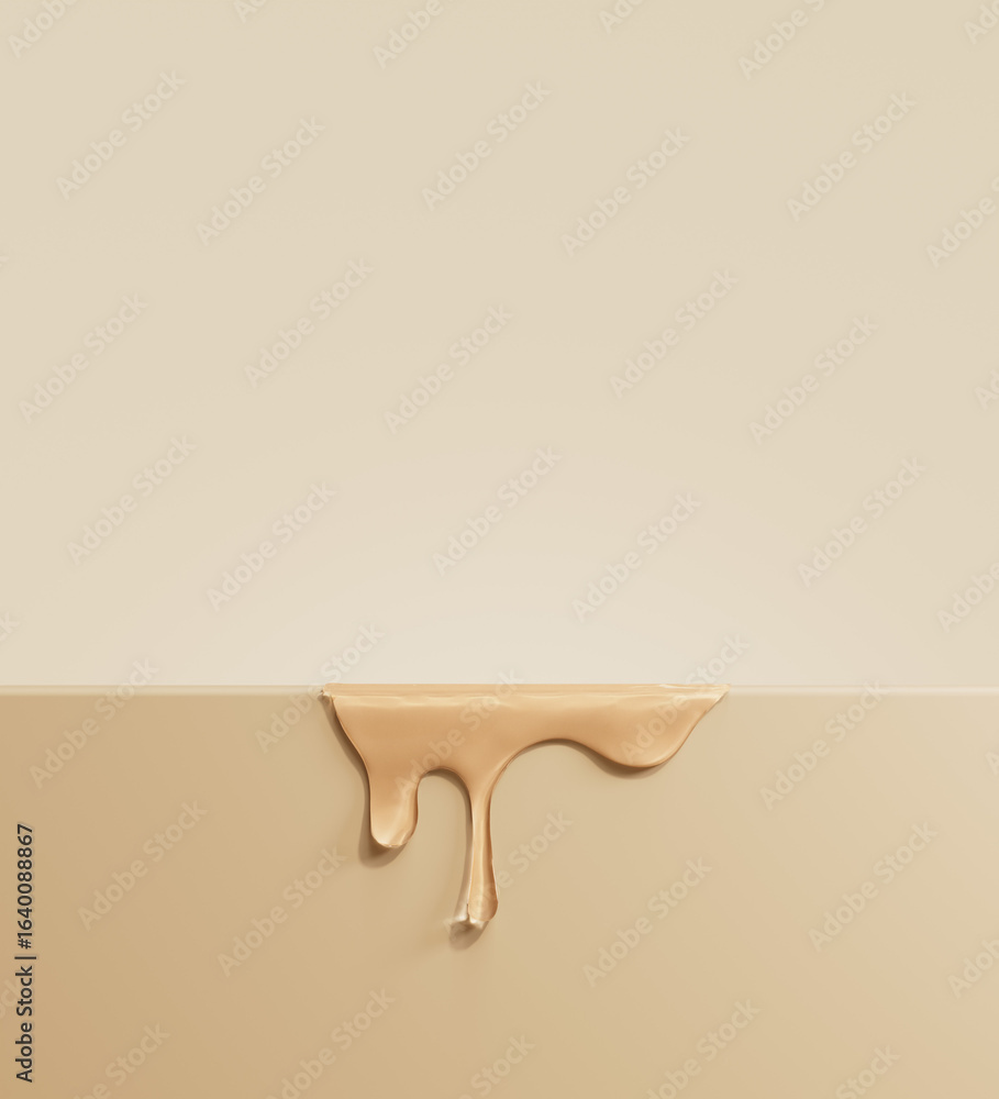 Poster cosmetic skincare product showcase background template. 3d rendering liquid dripping texture on empt