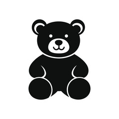 Naklejka premium Black simple teddy bear icon isolated on white background, illustration design