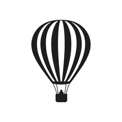 Naklejka premium Black and white hot air balloon icon illustration on white background