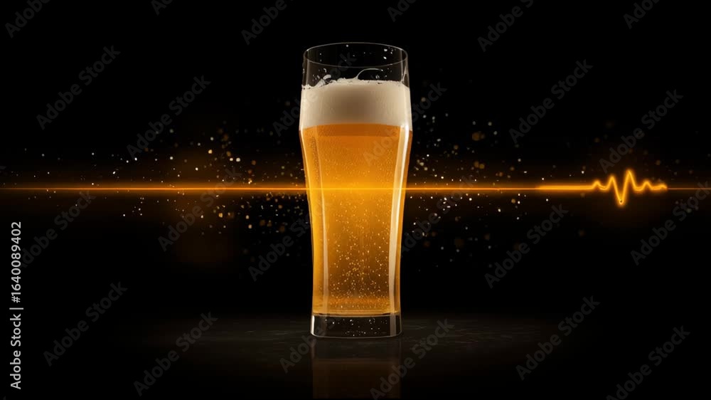Poster enjoying craft beer with a lively pulse in a dark setting at a local bar