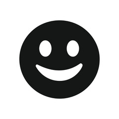 Fototapeta premium Black smiling face icon with a simple, positive expression on white