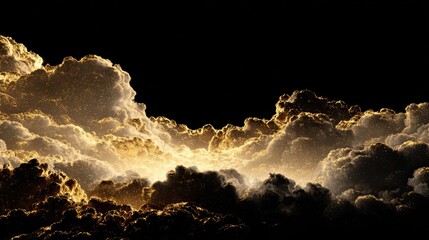 Experience the breathtaking wonder of ethereal golden clouds illuminated by shimmering celestial light, a truly magical and inspiring visual spectacle for any project.