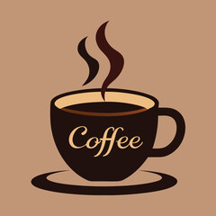 Obraz premium Brown coffee mug icon with hot steam and a rich aroma, perfect for your morning breakfast or a relaxing cafe break