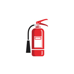 Fototapeta premium A simple red fire extinguisher icon with a black hose and nozzle for fire safety and emergency protection.