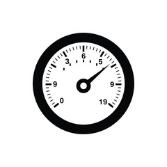 Black and white analog gauge icon.