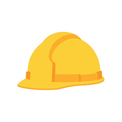 A flat vector icon of a yellow hard hat, representing construction, engineering, and workplace safety.
