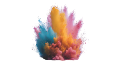 Vibrant explosion of multicolored powder