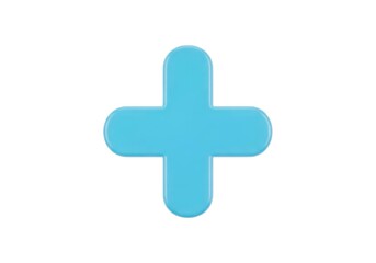 Simple blue plus sign isolated on white background