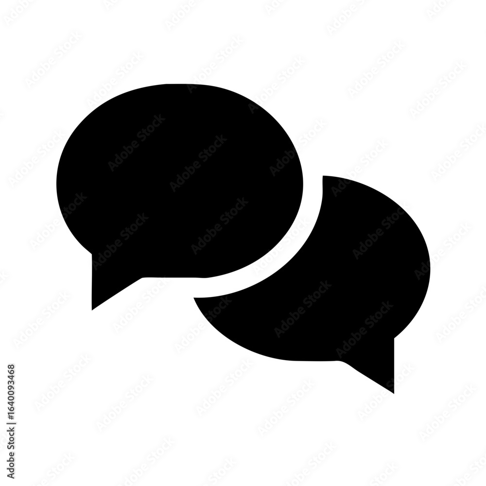 Aufkleber two overlapping black speech bubbles indicating conversation or dialogue in a simple graphic design