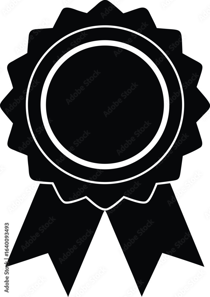 Poster vector art of a simple black and white vector image of an award ribbon seal perfect for adding empha
