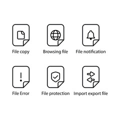 File copy, Browsing File, File notification, File Error , File protection, Import export file, icon