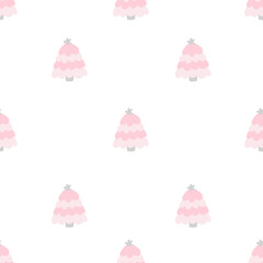 seamless simple pattern with pink Christmas trees 