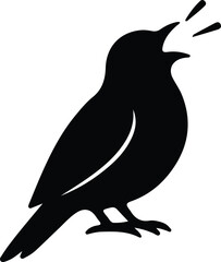 Illustrator Bird singing graphic icon animal songbird Silhouette vector