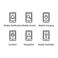 Notification, Search, Charging, Location, Navigation, Flashlight, icon