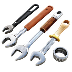 Set of various adjustable wrenches and a bearing