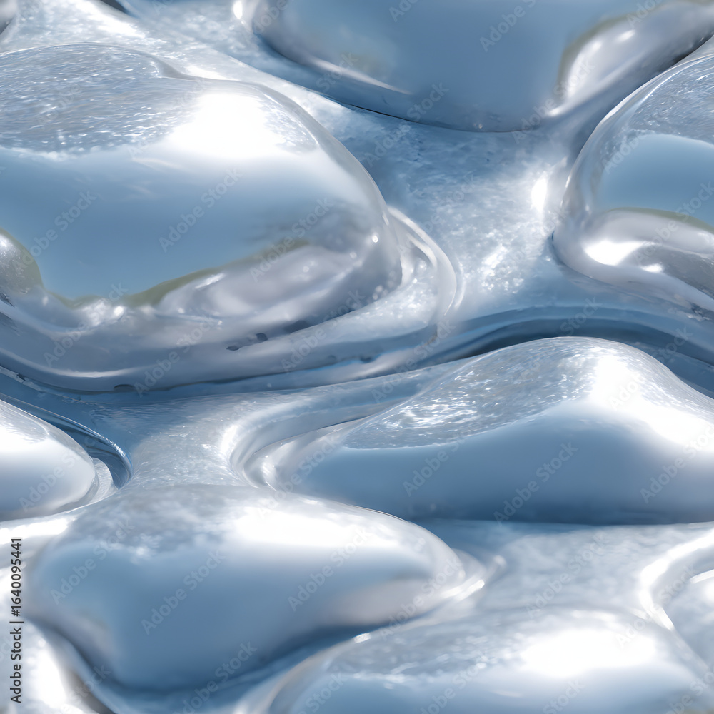 Aufkleber abstract 3d surface of glossy metallic bubbles, organic clustered pattern, smooth rounded shapes, so
