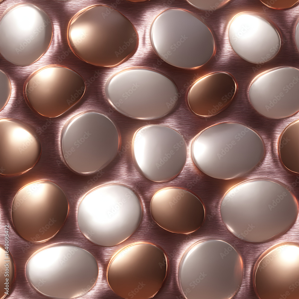 Aufkleber abstract 3d surface of glossy metallic bubbles, organic clustered pattern, smooth rounded shapes, so