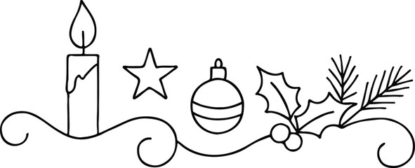 Decorative Christmas candle with festive elements perfect for holiday cards and seasonal celebration designs