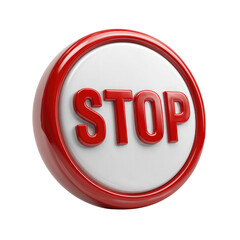 3D render of a red and white stop sign, signifying halt or cessation. background removed