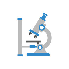 A blue and grey scientific microscope illustration on a clean white background.
