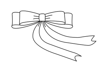 A bow hand drawn vector illustration. An outline illustration of a bow flowing with the wind.