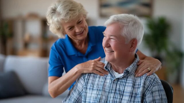 A physiotherapist guides a patient through shoulder flexion exercises, demonstrating attentive care and clear instruction.