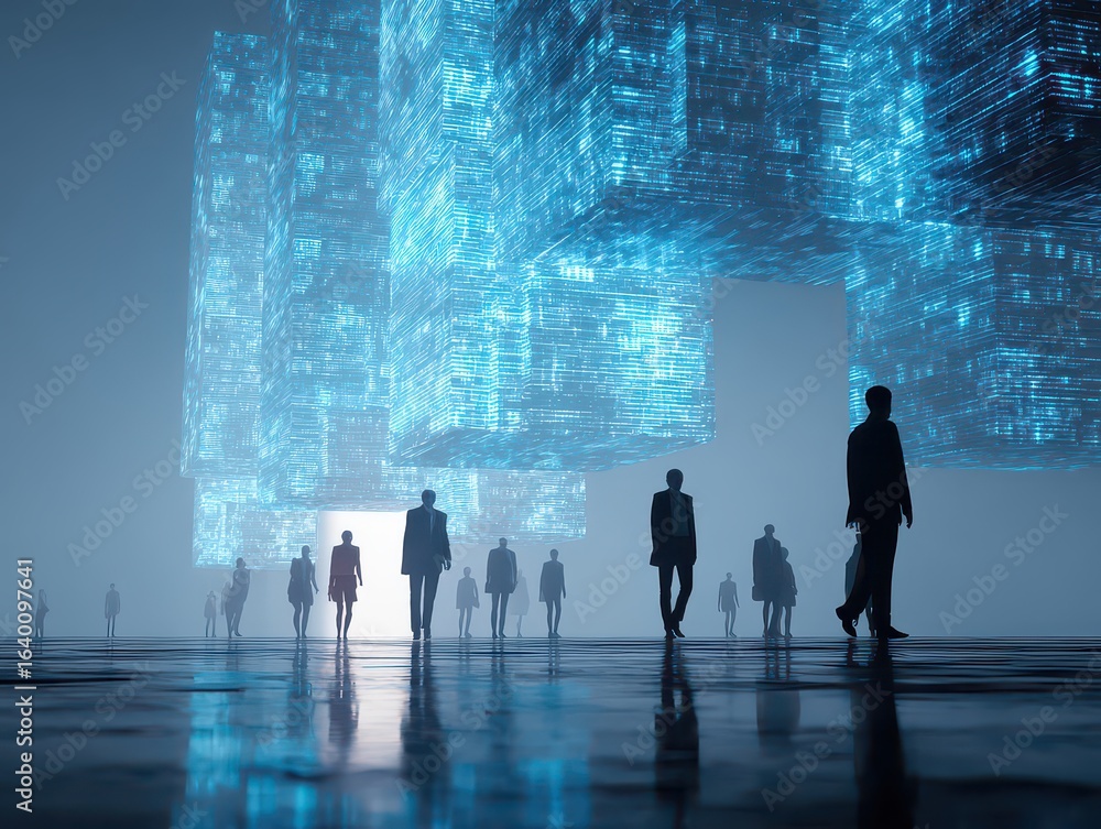 Poster businesspeople employ artificial intelligence (ai) in document management systems, online documentat