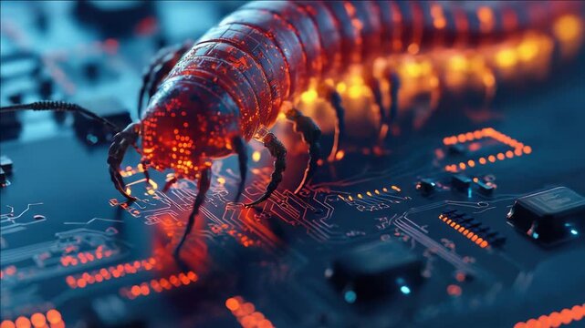 An of a pill bug exploring and crawling on electronic components, symbolizing the intersection of nature and technology.