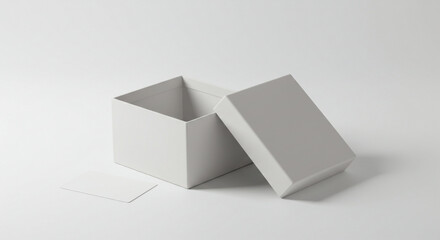 Open white box mockup template for product presentation and branding on clean background studio shot