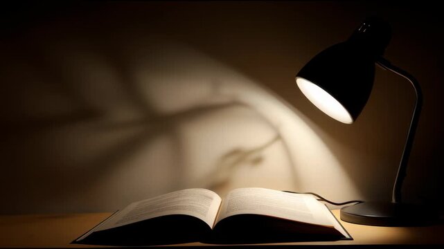 Reading Under Warm Light in a Quiet Space With Soft Shadows Creating a Calming Atmosphere