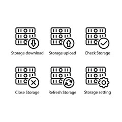 Storage download, upload, Check, Close, Refresh, setting, icon
