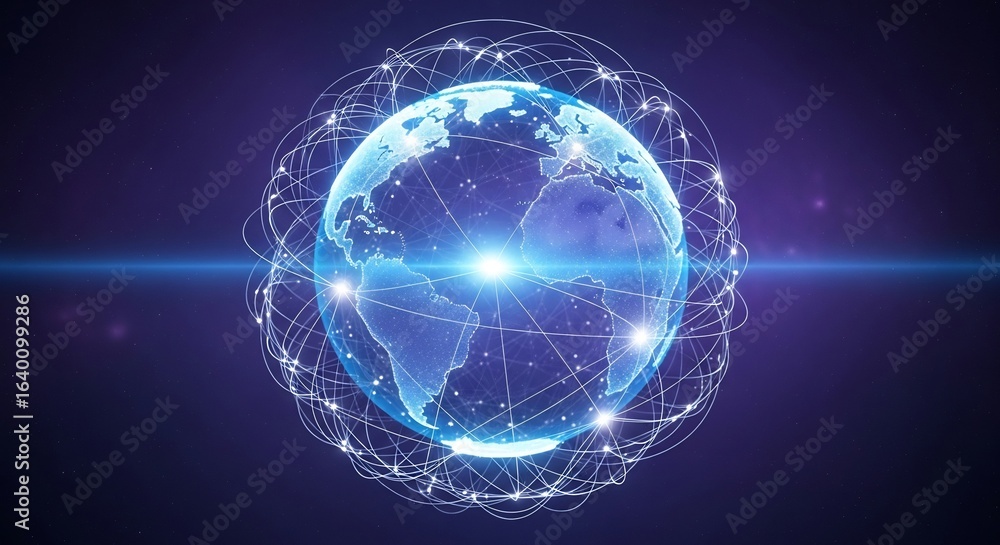 Poster global network connection a visual representation of worldwide interconnectivity and digital communi