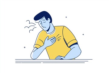 Man Feeling Dizzy and Having Chest Pains from a Heart Problem