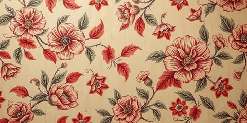 Faded floral damask, muted tones, peeling paint texture,   old,  old paper