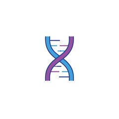 A stylized illustration of a DNA double helix, depicting genetic structure and scientific concepts.