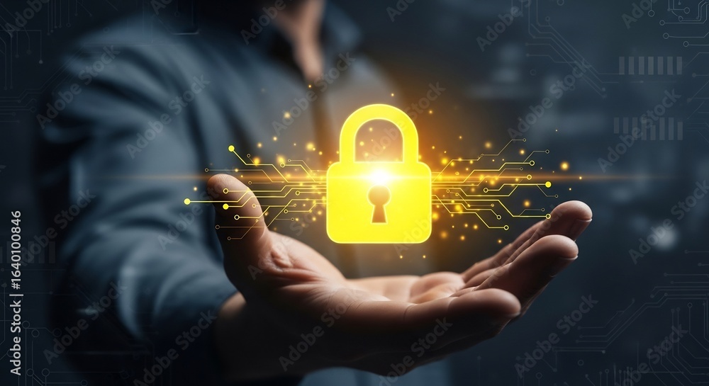 Poster securing digital assets protecting your data with advanced cybersecurity strategies