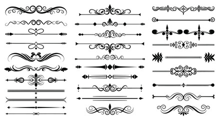 Vector art of collection of decorative dividers, borders and ornaments isolated on white background