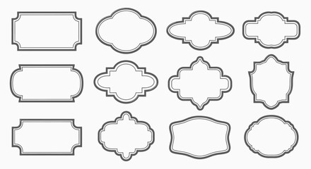 Obraz premium Vector art of collection of twelve decorative frame shapes isolated on white background