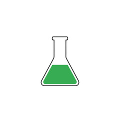 Green liquid in a simple Erlenmeyer flask, scientific experiment illustration.
